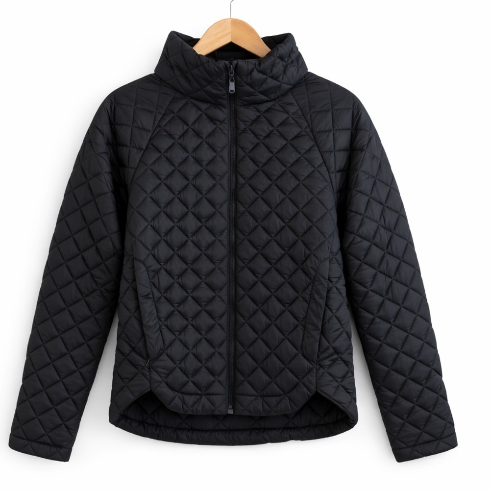 Athleta Whisper Featherless Jacket Black Quilted Puffer Small Lightweight